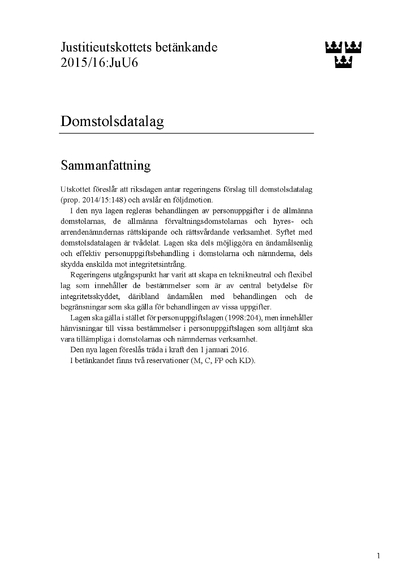 Omslaget till bet. 2015/16:JuU6