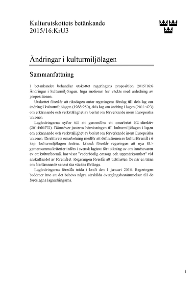 Omslaget till bet. 2015/16:KrU3