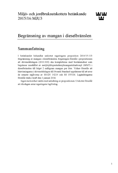 Omslaget till bet. 2015/16:MJU3