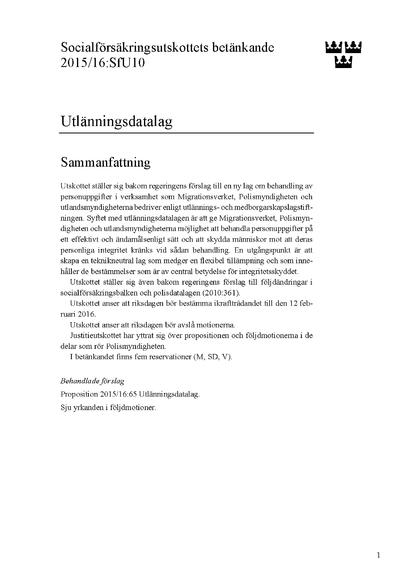Omslaget till bet. 2015/16:SfU10