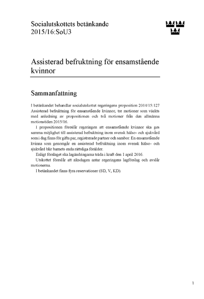 Omslaget till bet. 2015/16:SoU3