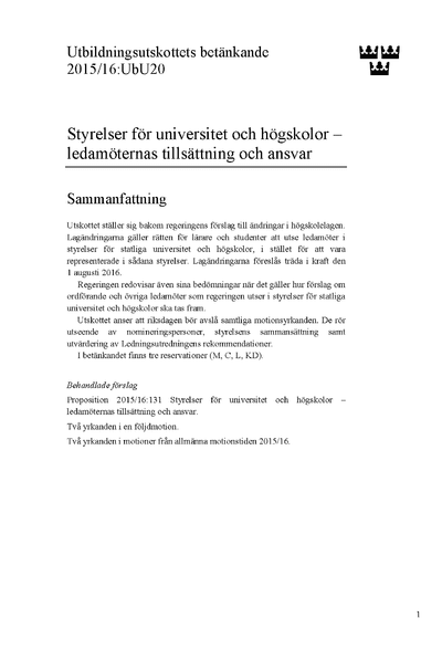 Omslaget till bet. 2015/16:UbU20