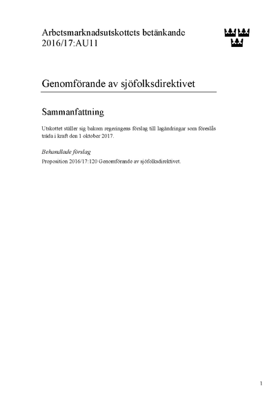 Omslaget till bet. 2016/17:AU11