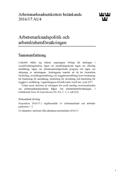 Omslaget till bet. 2016/17:AU4