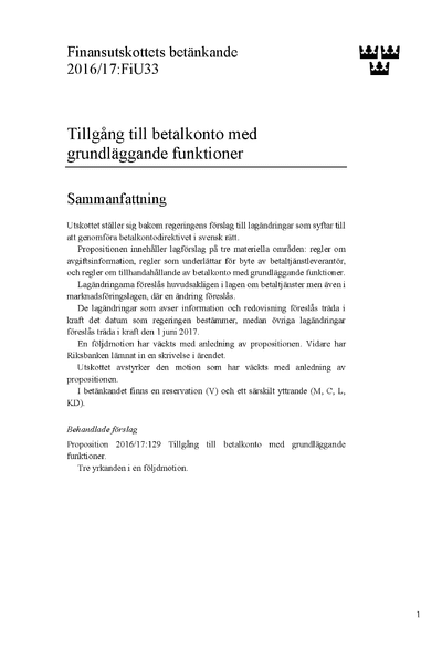 Omslaget till bet. 2016/17:FiU33