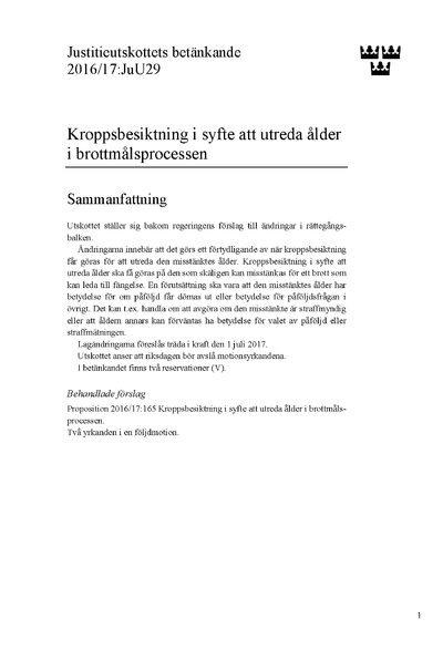 Omslaget till bet. 2016/17:JuU29