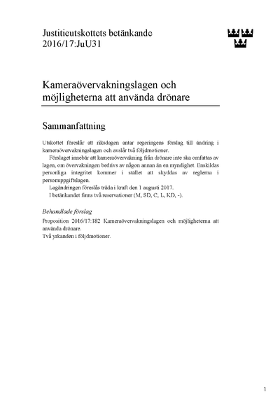 Omslaget till bet. 2016/17:JuU31