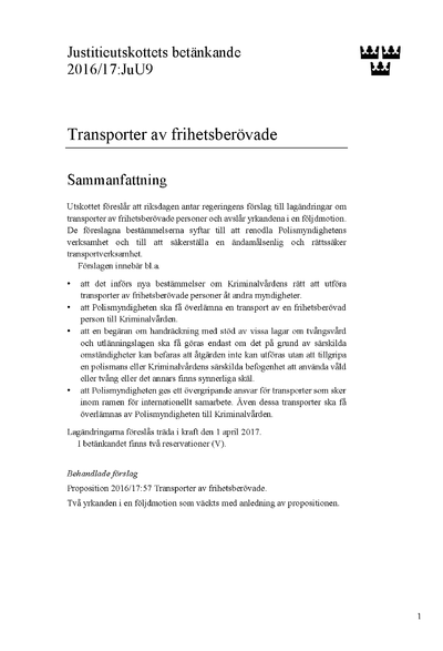 Omslaget till bet. 2016/17:JuU9