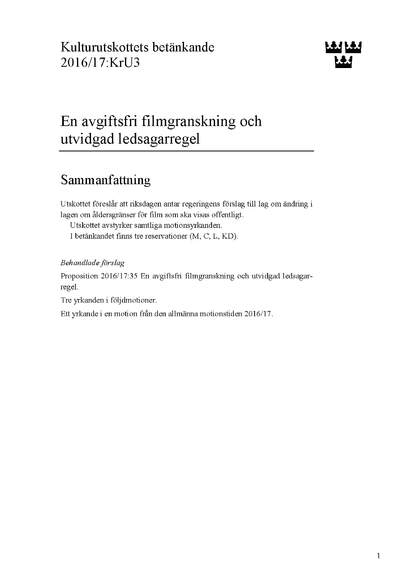 Omslaget till bet. 2016/17:KrU3