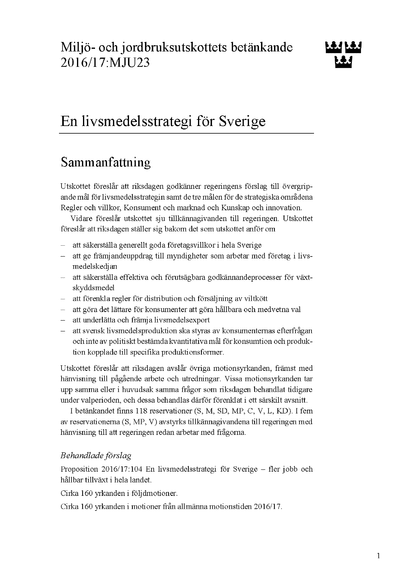 Omslaget till bet. 2016/17:MJU23