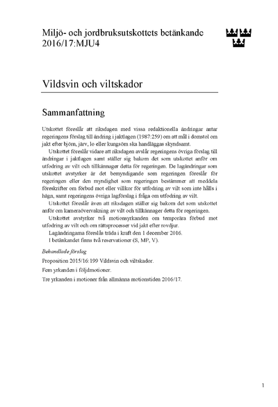 Omslaget till bet. 2016/17:MJU4