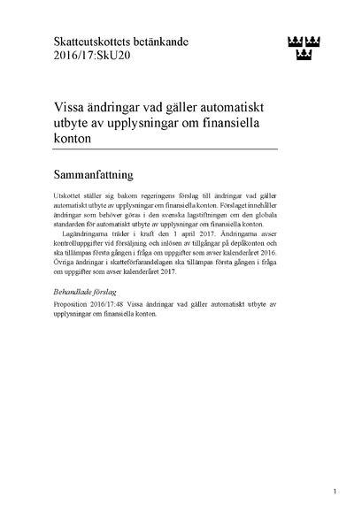 Omslaget till bet. 2016/17:SkU20