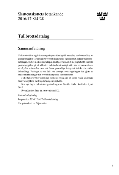 Omslaget till bet. 2016/17:SkU28