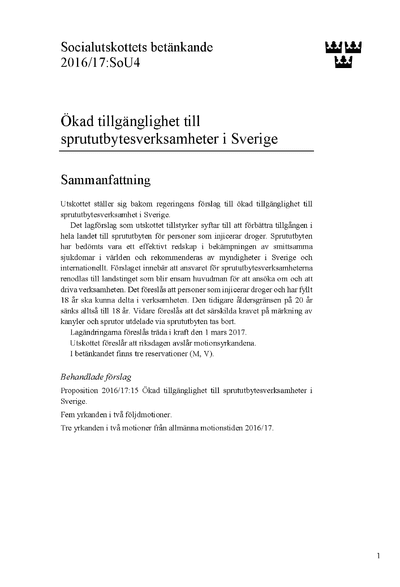 Omslaget till bet. 2016/17:SoU4