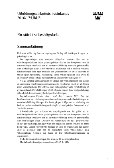 Omslaget till bet. 2016/17:UbU5
