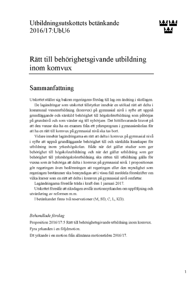 Omslaget till bet. 2016/17:UbU6