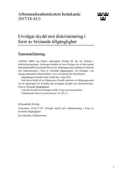 Omslaget till bet. 2017/18:AU3