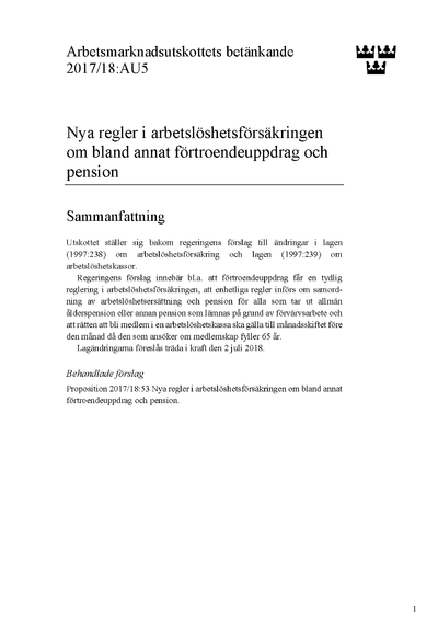 Omslaget till bet. 2017/18:AU5