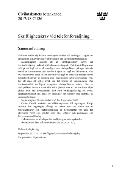 Omslaget till bet. 2017/18:CU36