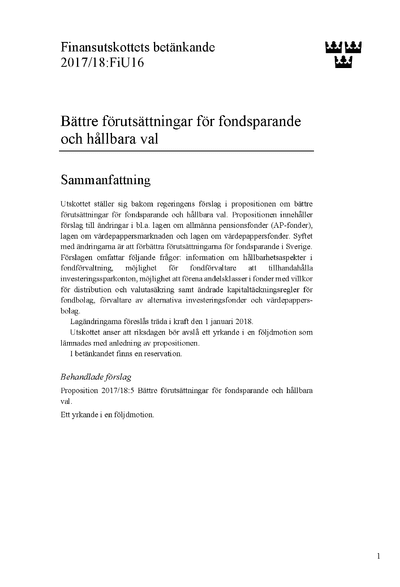 Omslaget till bet. 2017/18:FiU16