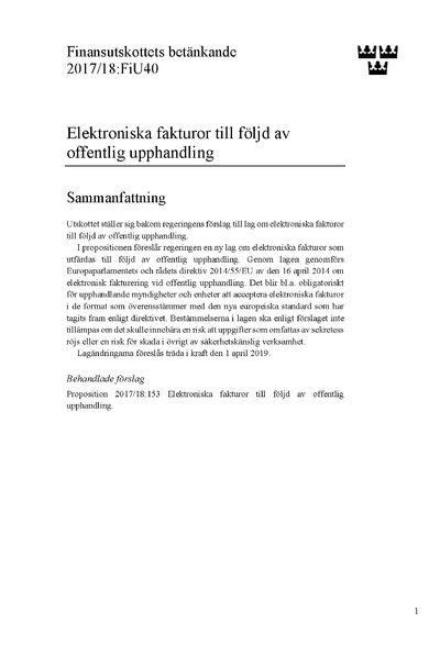 Omslaget till bet. 2017/18:FiU40