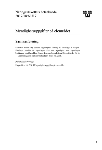 Omslaget till bet. 2017/18:FöU11