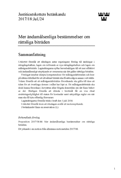 Omslaget till bet. 2017/18:JuU24