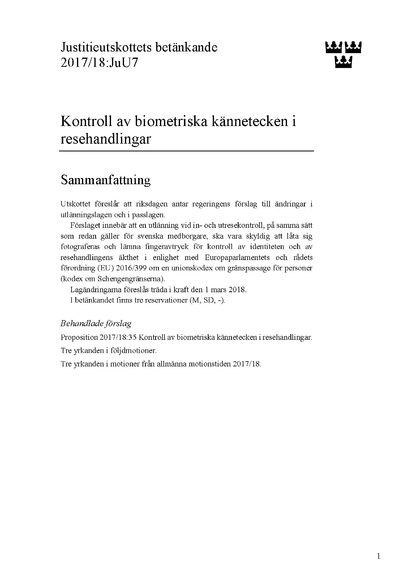 Omslaget till bet. 2017/18:JuU7