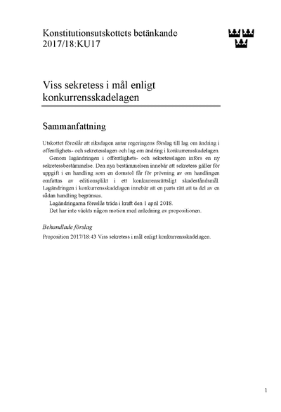 Omslaget till bet. 2017/18:KU17