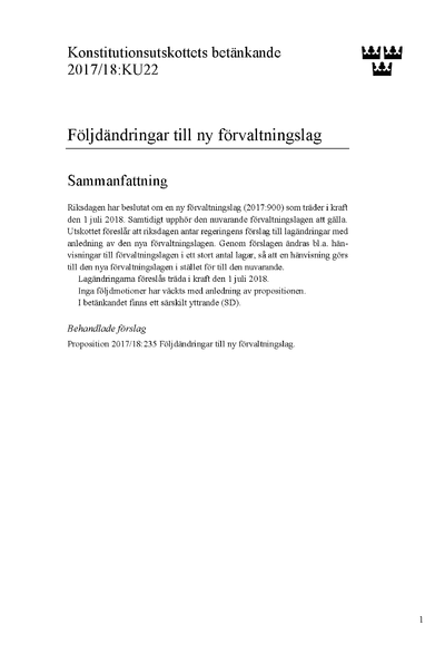 Omslaget till bet. 2017/18:KU22