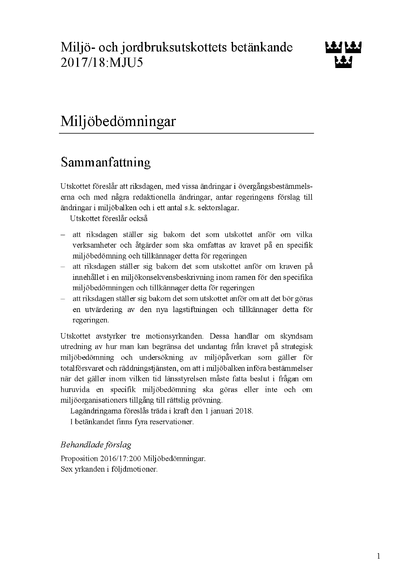 Omslaget till bet. 2017/18:MJU5