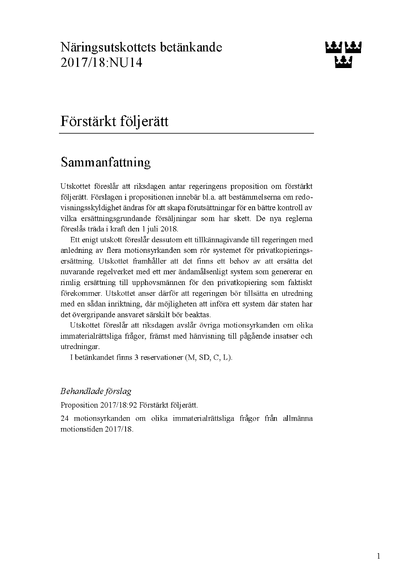 Omslaget till bet. 2017/18:NU14