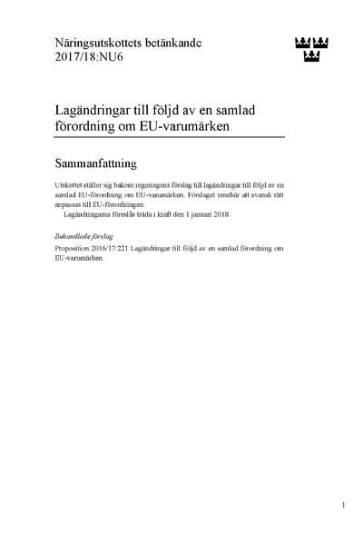 Omslaget till bet. 2017/18:NU6