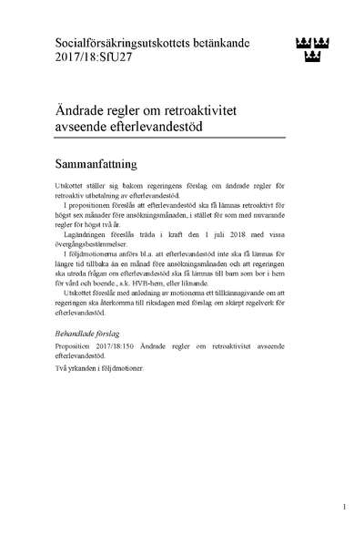 Omslaget till bet. 2017/18:SfU27