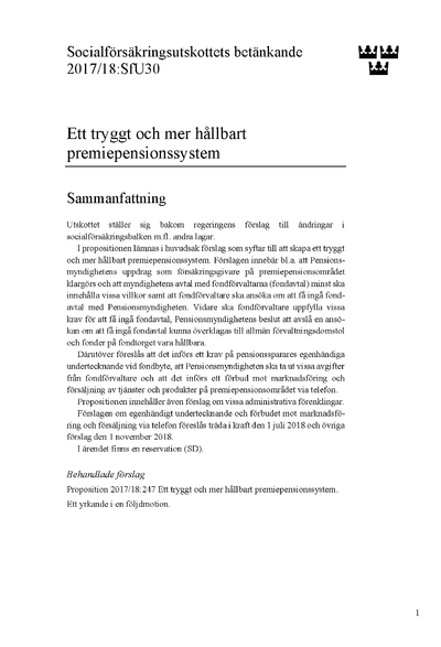 Omslaget till bet. 2017/18:SfU30