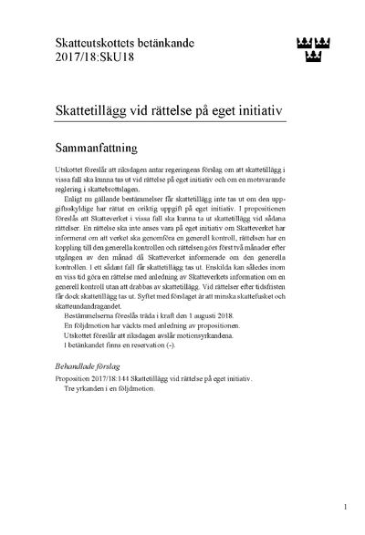 Omslaget till bet. 2017/18:SkU18