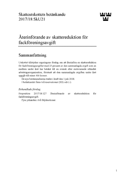 Omslaget till bet. 2017/18:SkU21