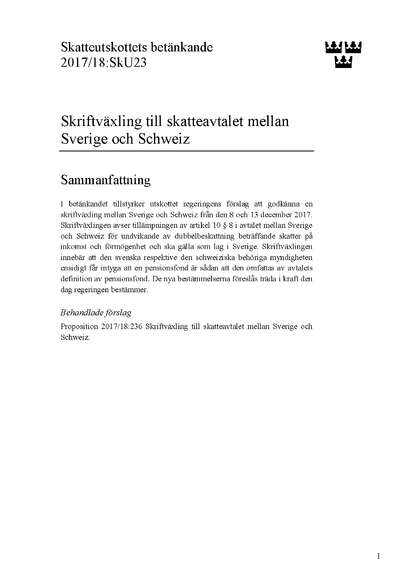 Omslaget till bet. 2017/18:SkU23