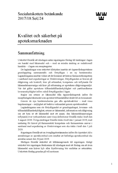 Omslaget till bet. 2017/18:SoU24