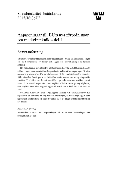 Omslaget till bet. 2017/18:SoU3