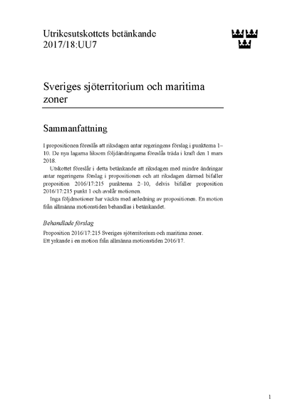 Omslaget till bet. 2017/18:UU7