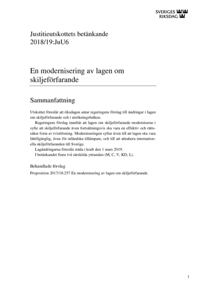 Omslaget till bet. 2018/19:JuU6