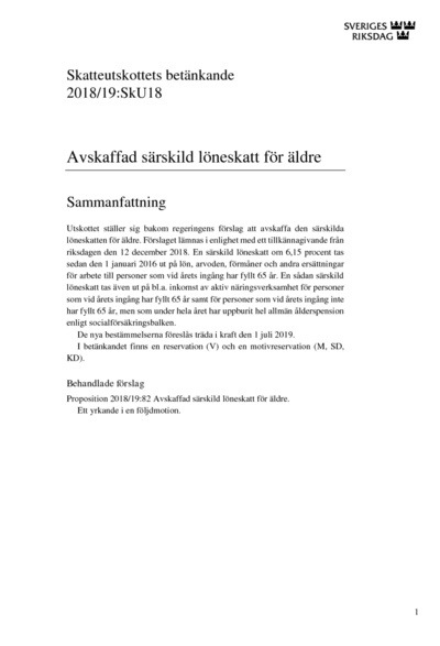 Omslaget till bet. 2018/19:SkU18