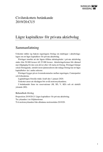 Omslaget till bet. 2019/20:CU5