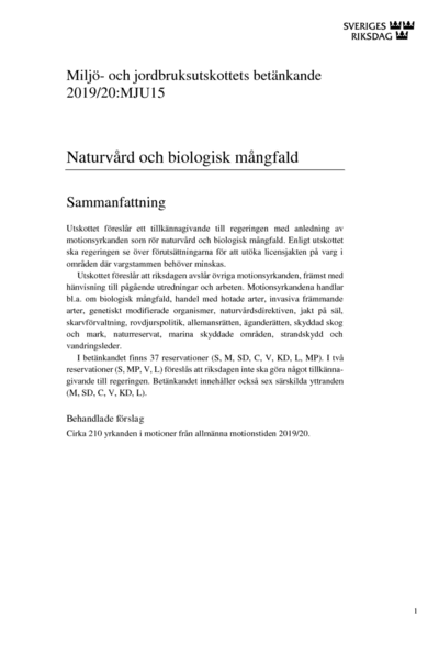 Omslaget till bet. 2019/20:MJU15