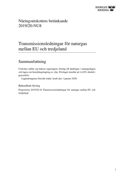 Omslaget till bet. 2019/20:NU8