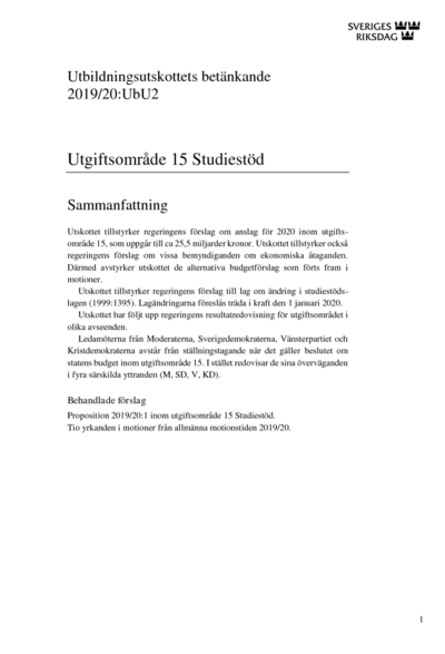 Omslaget till bet. 2019/20:UbU2