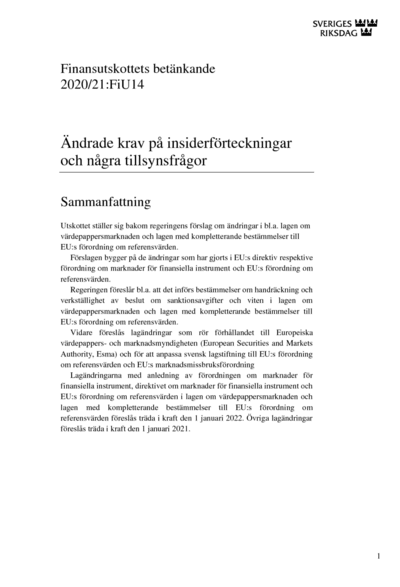 Omslaget till bet. 2020/21:FiU14