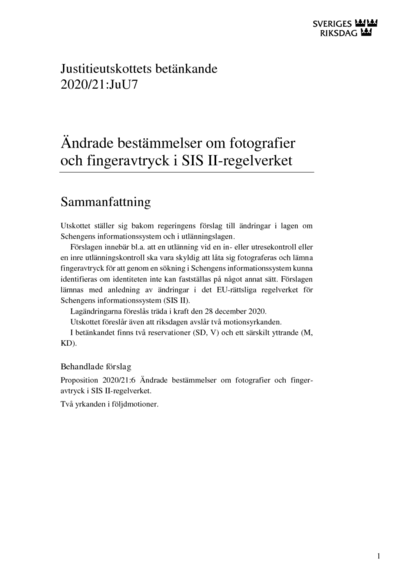Omslaget till bet. 2020/21:JuU7