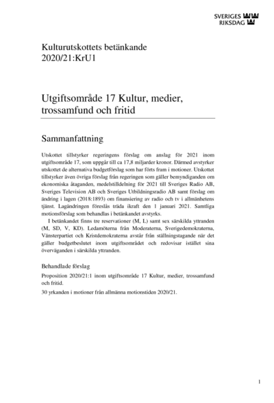Omslaget till bet. 2020/21:KrU1